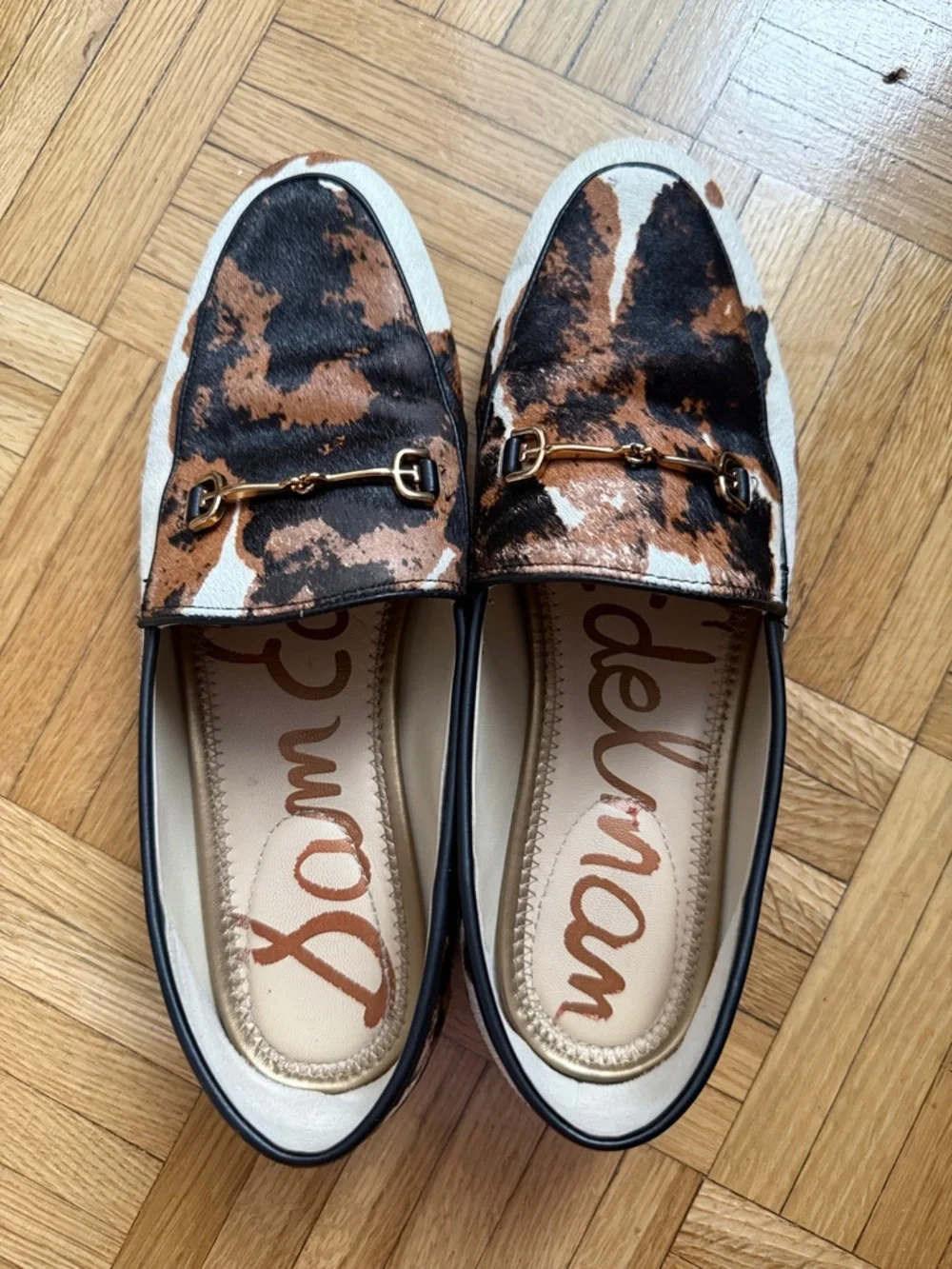 Sam Edelman Leather Calf Hair Cow Print Loraine Loafers